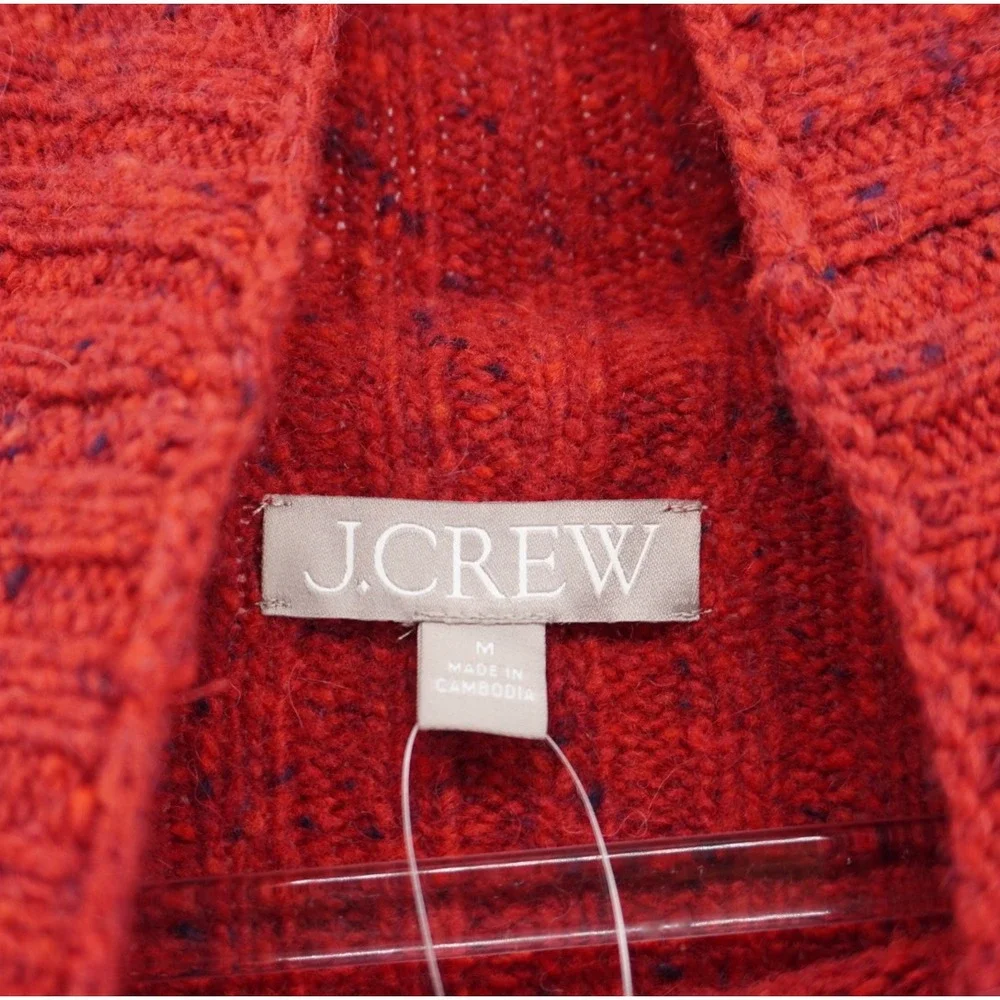 J.Crew Womens Red Donegal Merino Wool Alpaca Blend Turtleneck Sweater CO596 M
